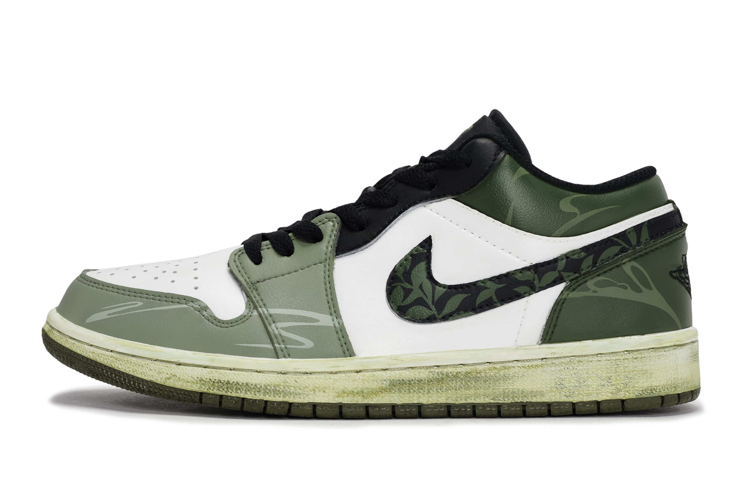 Jordan Air Jordan 1 Vintage Basketball Shoes Unisex Low Top Black/White/Green