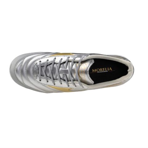 Mizuno MORELIA SALA Synthetic Leather Slip Resistant Soccer Shoes Unisex Gold Silver
