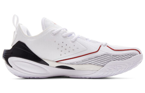 PEAK Cushioning Slip Resistant Abrasion Resistant Low top Basketball Shoes Men’s White Black Red