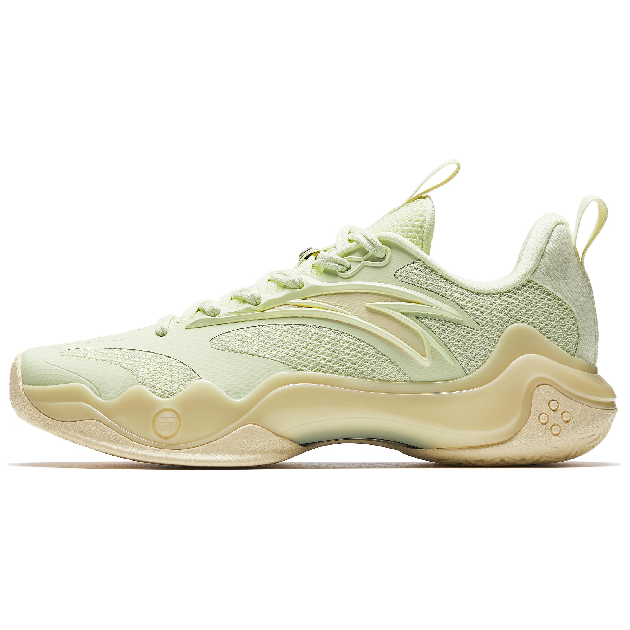 Anta Shock Wave 4 Slip Resistant, Abrasion Resistant, Breathable Low top Basketball Shoes Men's Green Yellow