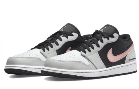 Jordan 1 Cushioning Abrasion Resistant Low top Vintage Basketball Shoes Unisex Black Gray Pink
