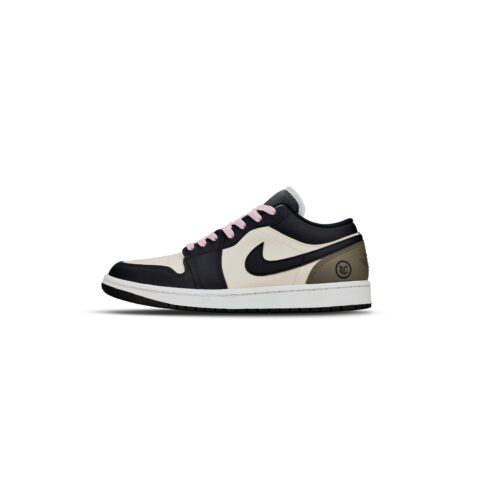 Jordan Air Jordan 1 Abrasion Resistant Low top Vintage Basketball Shoes Unisex Black Beige Brown