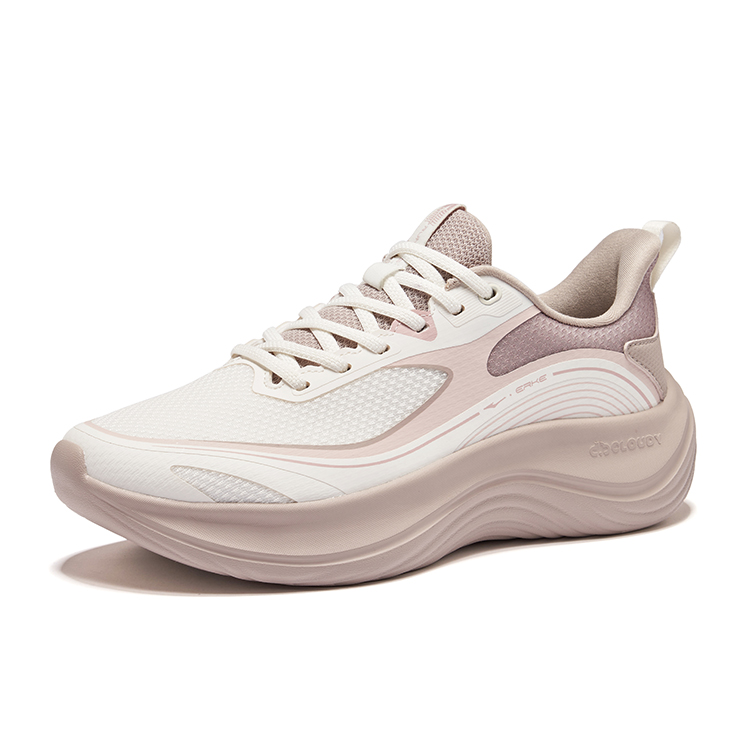 Erke Business Style Running Shoes Women’s Low Top Microcrystal White Pearl Milk Tea