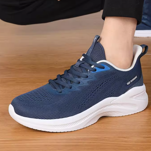 QIAODAN Mesh Cushioning Slip Resistant Low top Running Shoes Men’s Blue