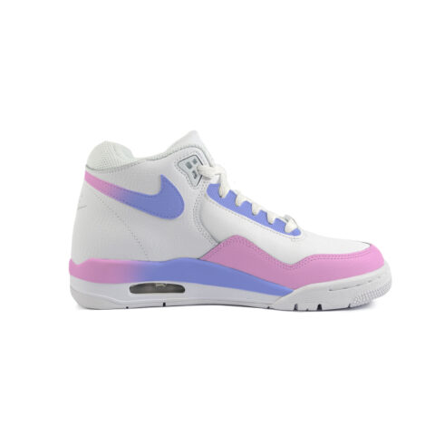 Nike Flight Legacy Slip Resistant Abrasion Resistant Mid top Vintage Basketball Shoes Unisex White Purple