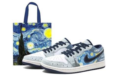 Jordan Air Jordan 1 Cushioning, Wear Resistant Low top Vintage Basketball Shoes Men’s Denim Blue