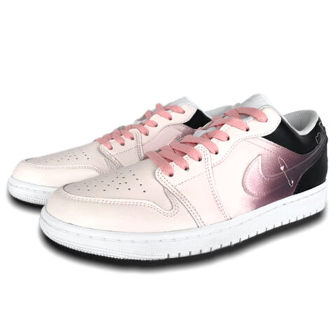 Jordan Air Jordan 1 Leather Cushioning Slip Resistant Abrasion Resistant Low top Vintage Basketball Shoes Men’s Pink
