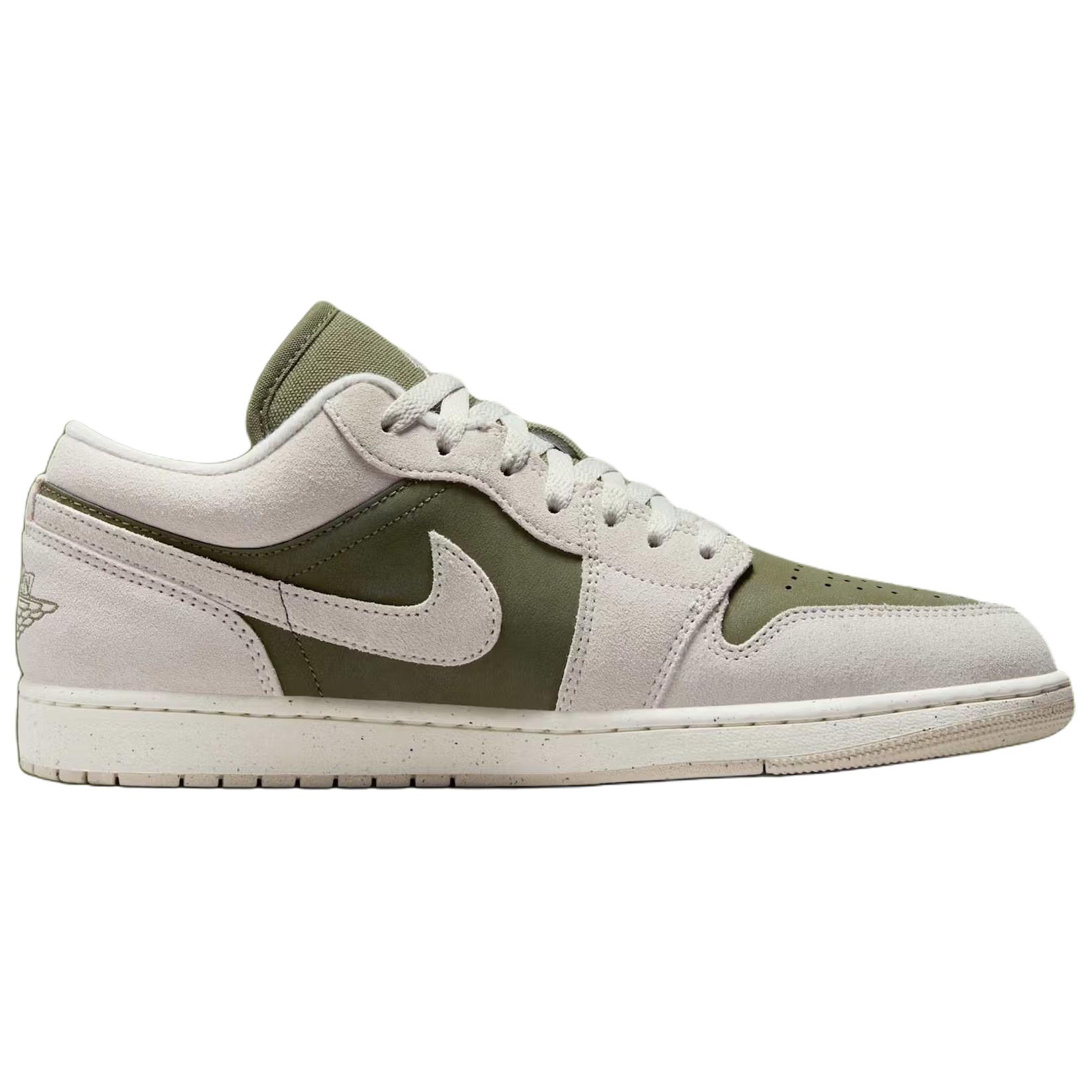 Jordan Air Jordan 1 Leather Abrasion Resistant Low top Vintage Basketball Shoes Unisex White Green