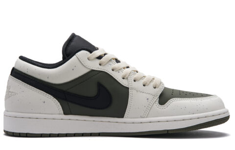 Jordan Air Jordan 1 Panda Olive Low top Vintage Basketball Shoes Unisex Beige Green