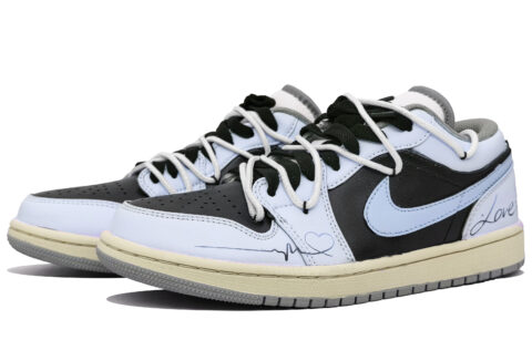 Jordan Air Jordan 1 Low top Vintage Basketball Shoes Unisex Honey Sweet Blue