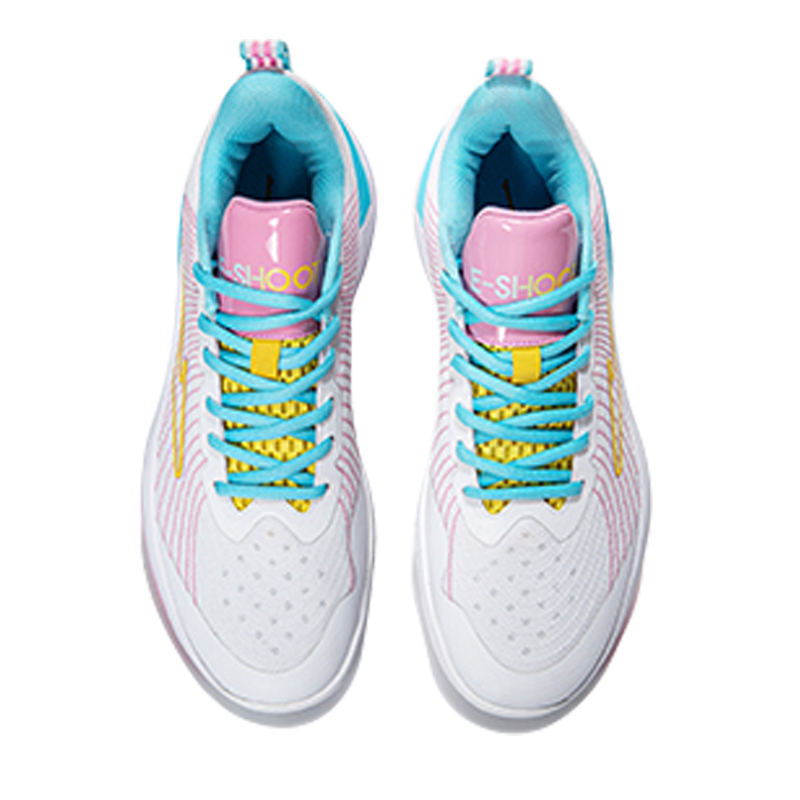 Erke Cushioning Breathable Low top Basketball Shoes Men’s White Pink Blue