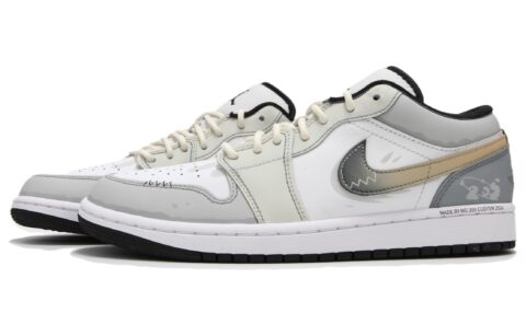 Jordan Air Jordan 1 Slip Resistant Abrasion Resistant Low top Vintage Basketball Shoes Men’s White Gray