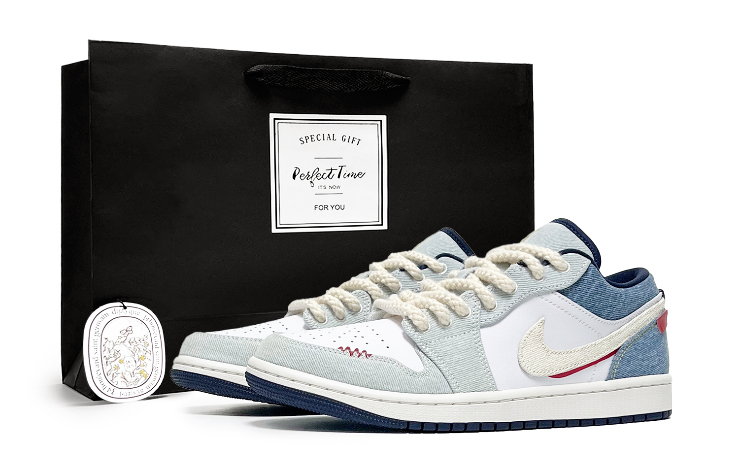 Jordan Air Jordan 1 Night Sky Lightning 2.0 Abrasion Resistant Low top Vintage Basketball Shoes Men’s Light Blue