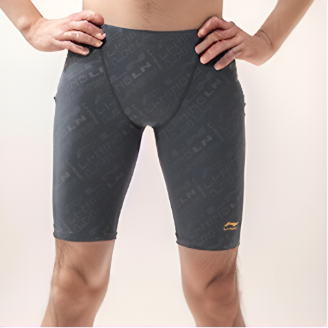 Li Ning Swimming Shorts Men’s Black Moderate Mid Length Swim Shorts