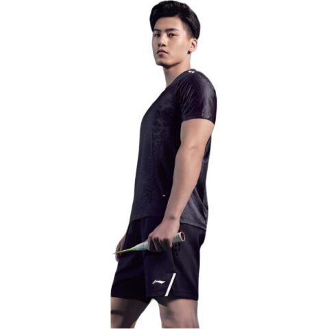 Li Ning Badminton Jerseys Men’s Dark Heather Gray V Neck Moderate