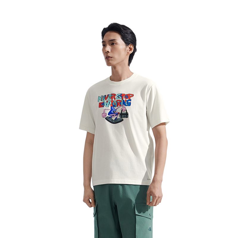 THE NORTH FACE NEVER STOP Exploring Quick Dry T Shirts Unisex Dune White