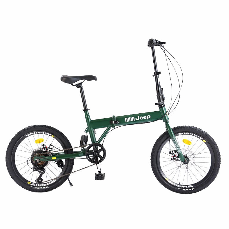Jeep Forest Trail Mountain Bike High Carbon Steel Disc Brake Folding Bicycles Commute Teenagers 20 Inches