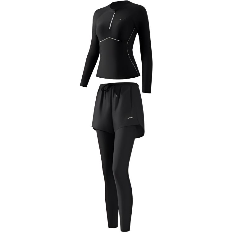 Li Ning Swimsuit Set Women's Infinity Space Black