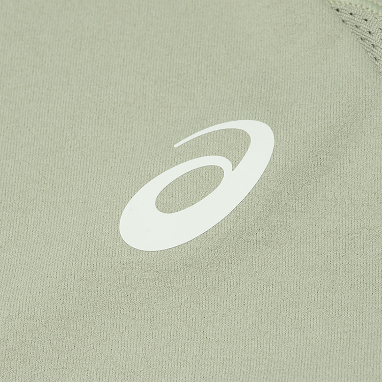 ASICS Running T Shirts Men’s Gray Green Crew Neck Moderate Straight Fit