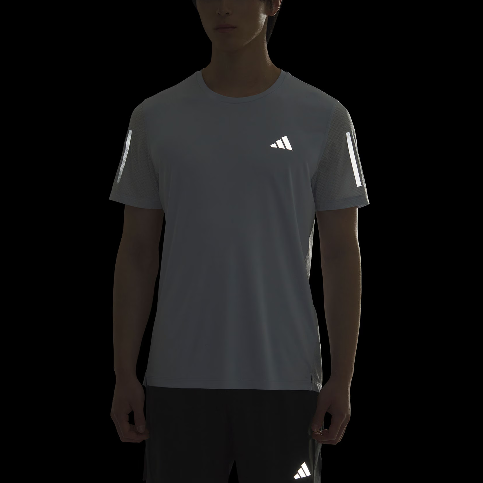 Adidas Own The Run Climacool COOLER Running T Shirt Men’s Light Blue/Dark Silver Gray