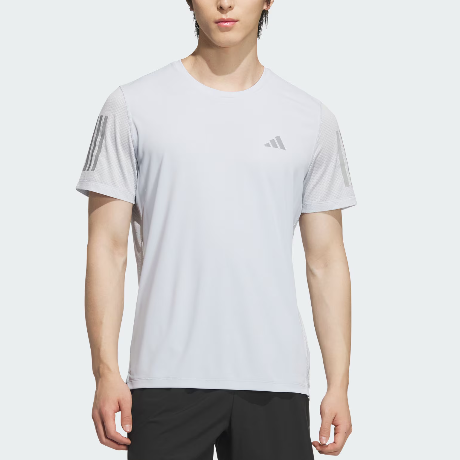 Adidas Own The Run Climacool COOLER Running T Shirt Men’s Light Blue/Dark Silver Gray