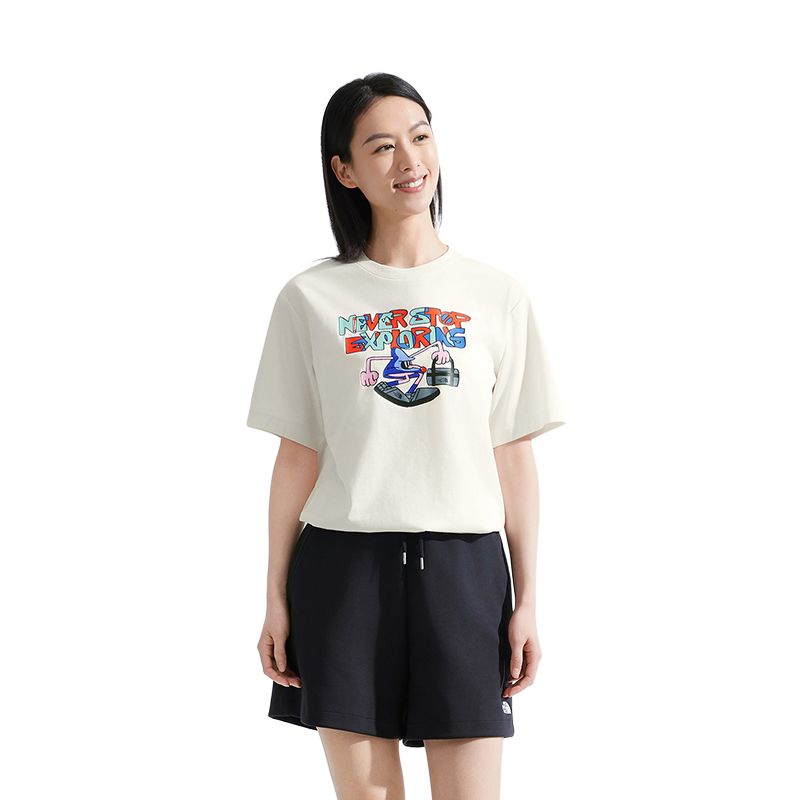 THE NORTH FACE NEVER STOP Exploring Quick Dry T Shirts Unisex Dune White