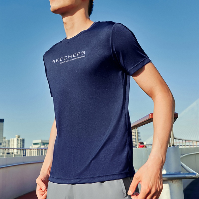 Skechers Quick Dry T Shirts Men’s Marine Collegiate Blue/02MZ
