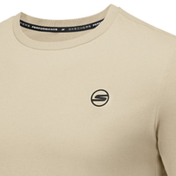 Skechers Quick Dry T Shirts Men’s Beige Crew Neck Moderate