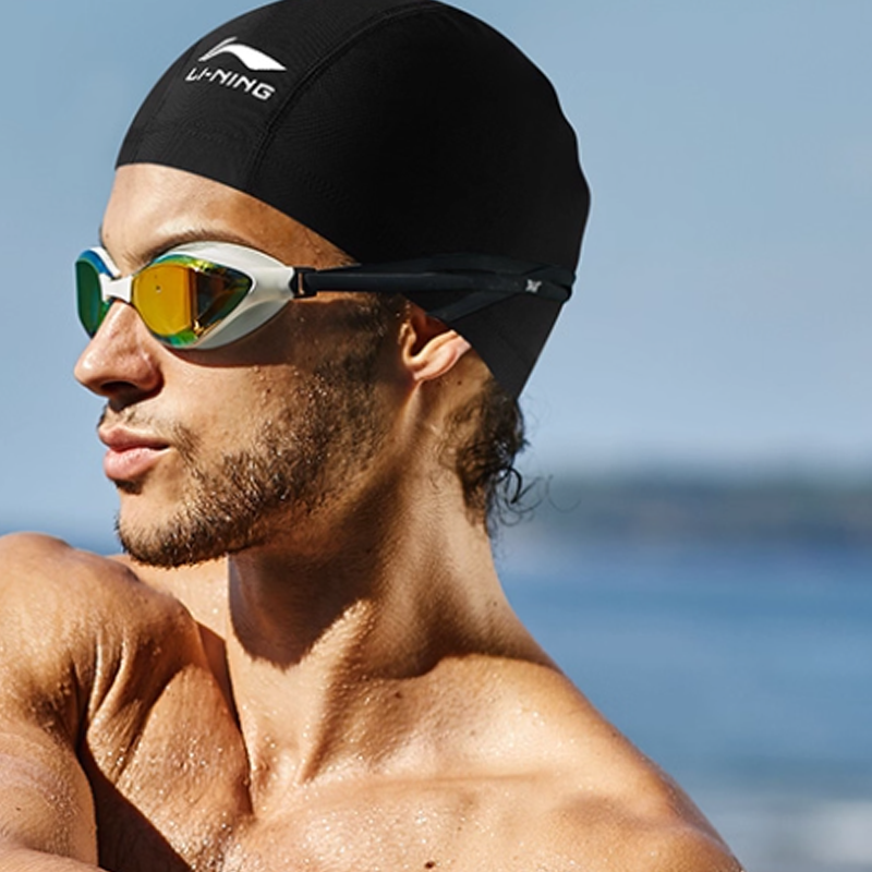Li Ning Swimming Caps Silicone Swim Unisex One Size Black