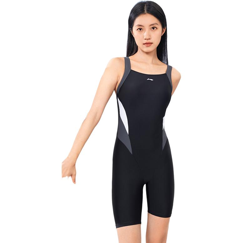 Li Ning Sports Series One piece Swimsuit Women’s Black Jade Solid Color