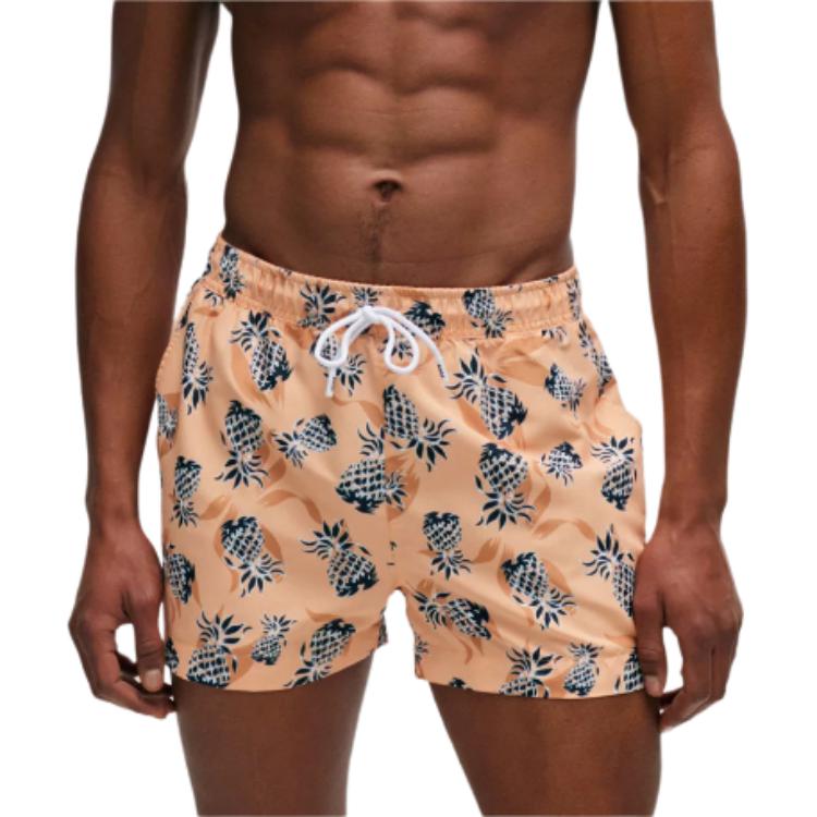 HUGO BOSS Fully Lined Swim Shorts With Pineapple Motif Beach Shorts Men’s Orange