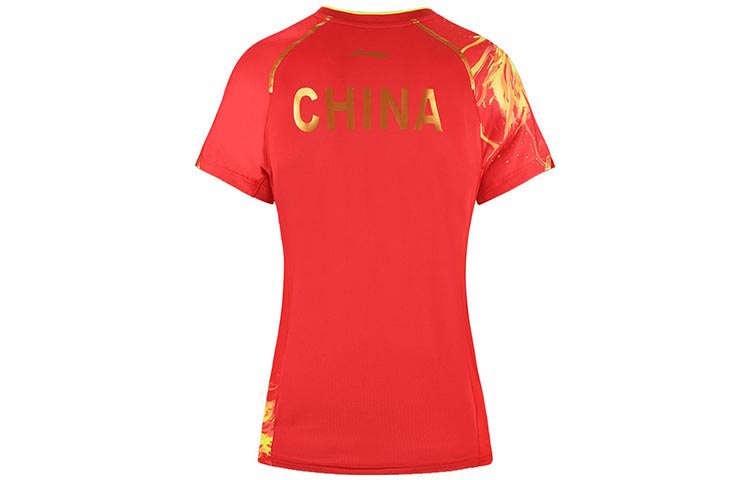 Li Ning Table Tennis Clothing Women’s Total Cherry Red V Neck Moderate