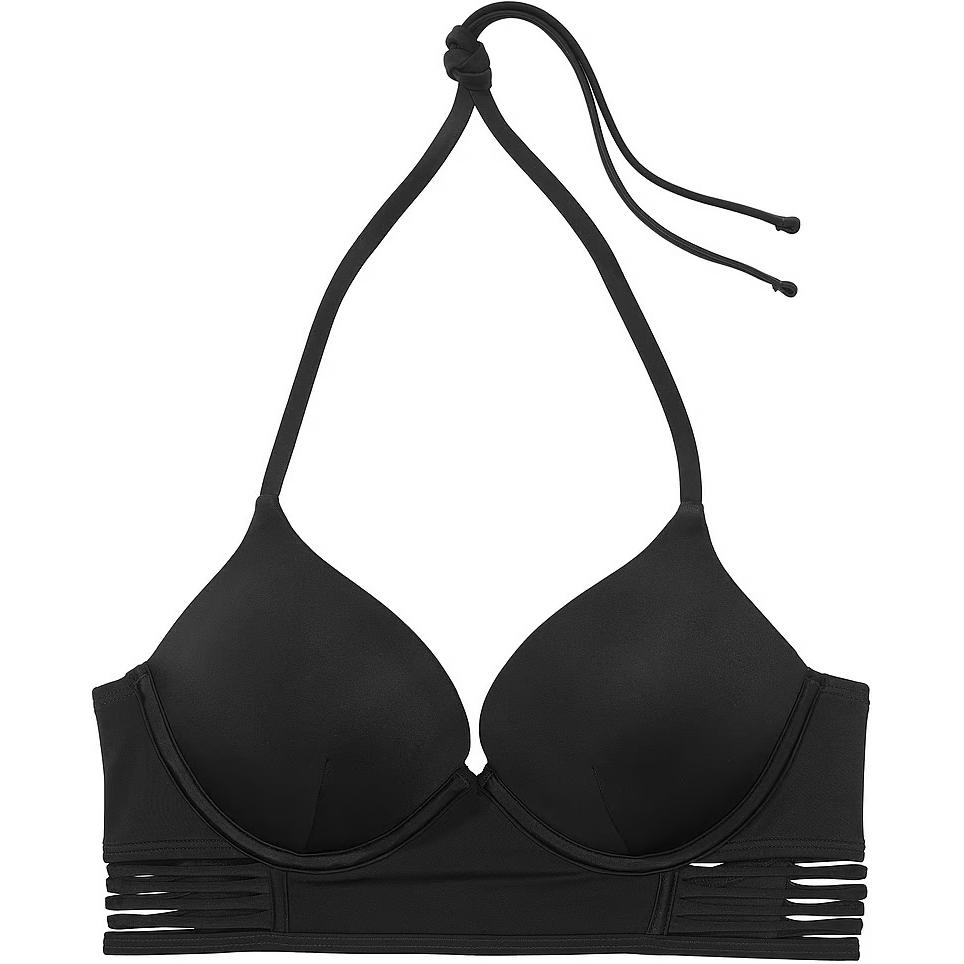 Victoria’s Secret PINK Archives Swim Bombshell Push Up Longline Bikini Top/B Bikini Women’s Black