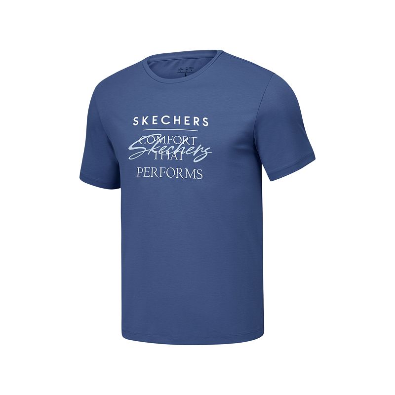 Skechers Quick Dry T Shirts Men’s Deep Sea Blue/0079