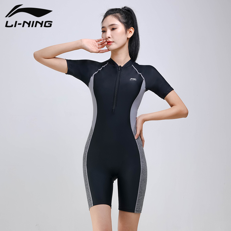 Li Ning One Piece Swimsuits Women’s Black Gray