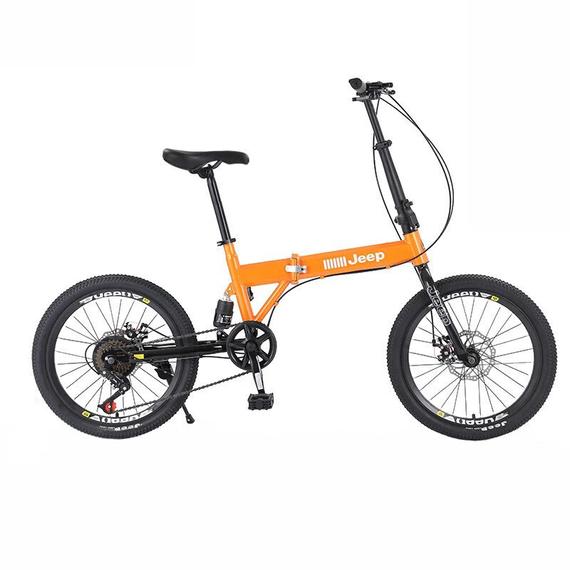 Jeep Forest Trail Mountain Bike High Carbon Steel Disc Brake Folding Bicycles Commute Teenagers 20 Inches