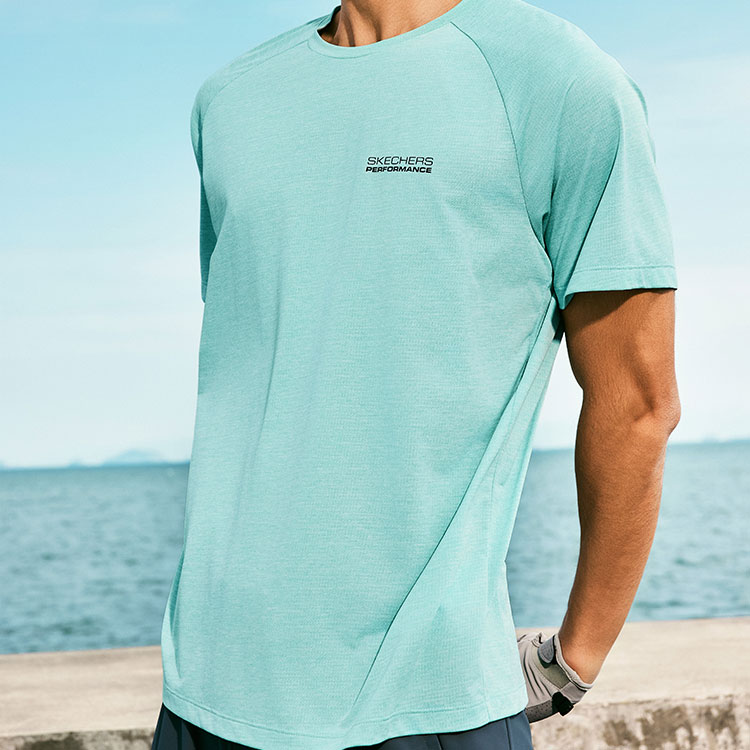 Skechers Comfortable Technology Cooling Collection Quick Dry T Shirts Men’s Aqua Green