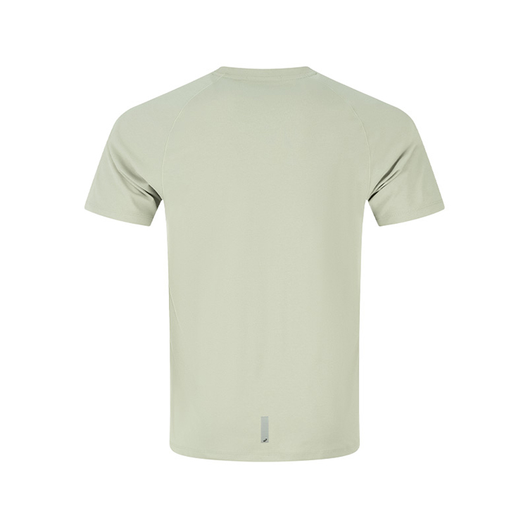 ASICS Running T Shirts Men’s Gray Green Crew Neck Moderate Straight Fit