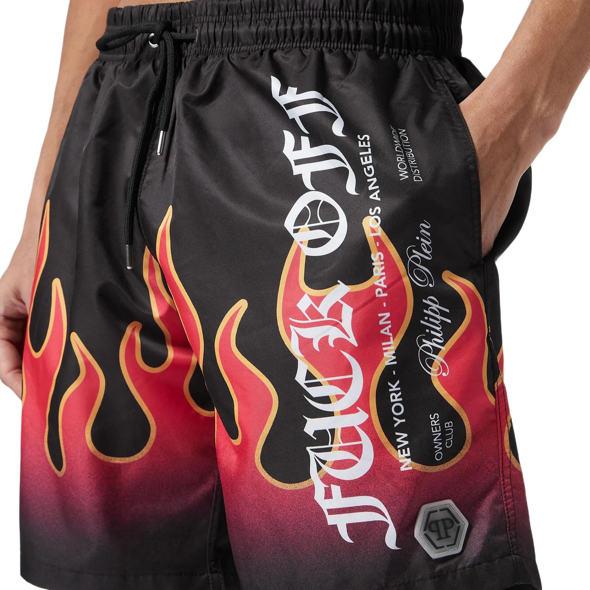 Philipp Plein flame-print swim shorts