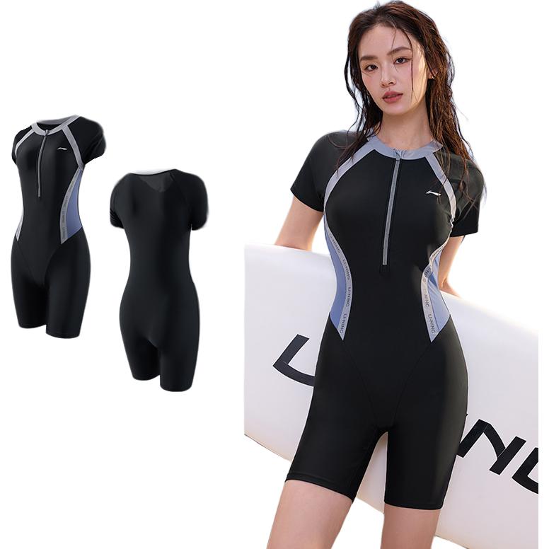Li Ning Sports Series One piece Swimsuit Women’s Black Jade Solid Color