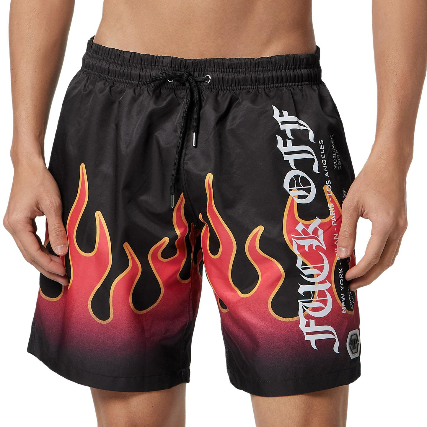Philipp Plein flame-print swim shorts