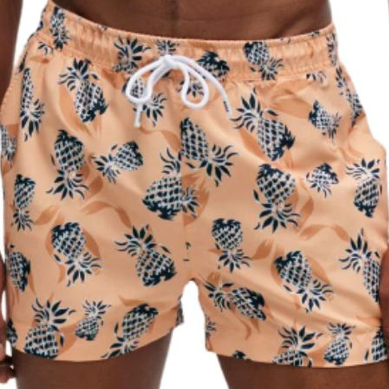 HUGO BOSS Fully Lined Swim Shorts With Pineapple Motif Beach Shorts Men’s Orange