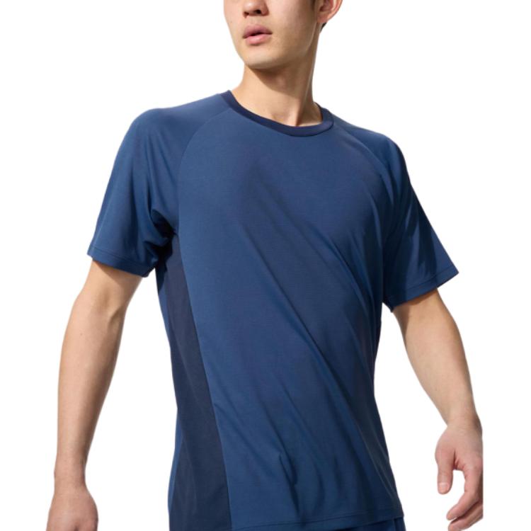UNIQLO Quick Dry T Shirts Unisex Sea Blue Crew Neck Moderate