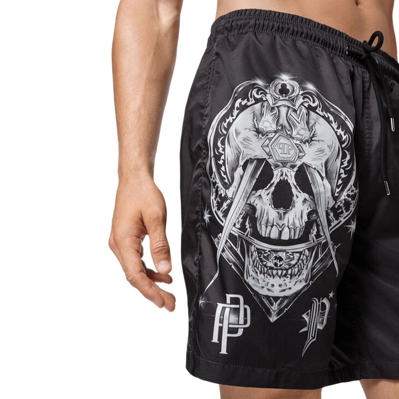 PHILIPP PLEIN SS23 Beach Shorts Men’s Black