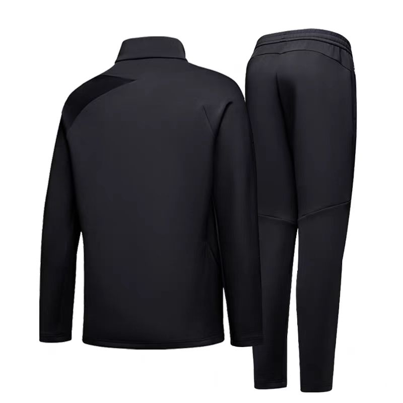 ANTA Casual Sportswear Men’s Clothing Sets Basic Black Top+Basic Black Bottom Stand Collar Moderate