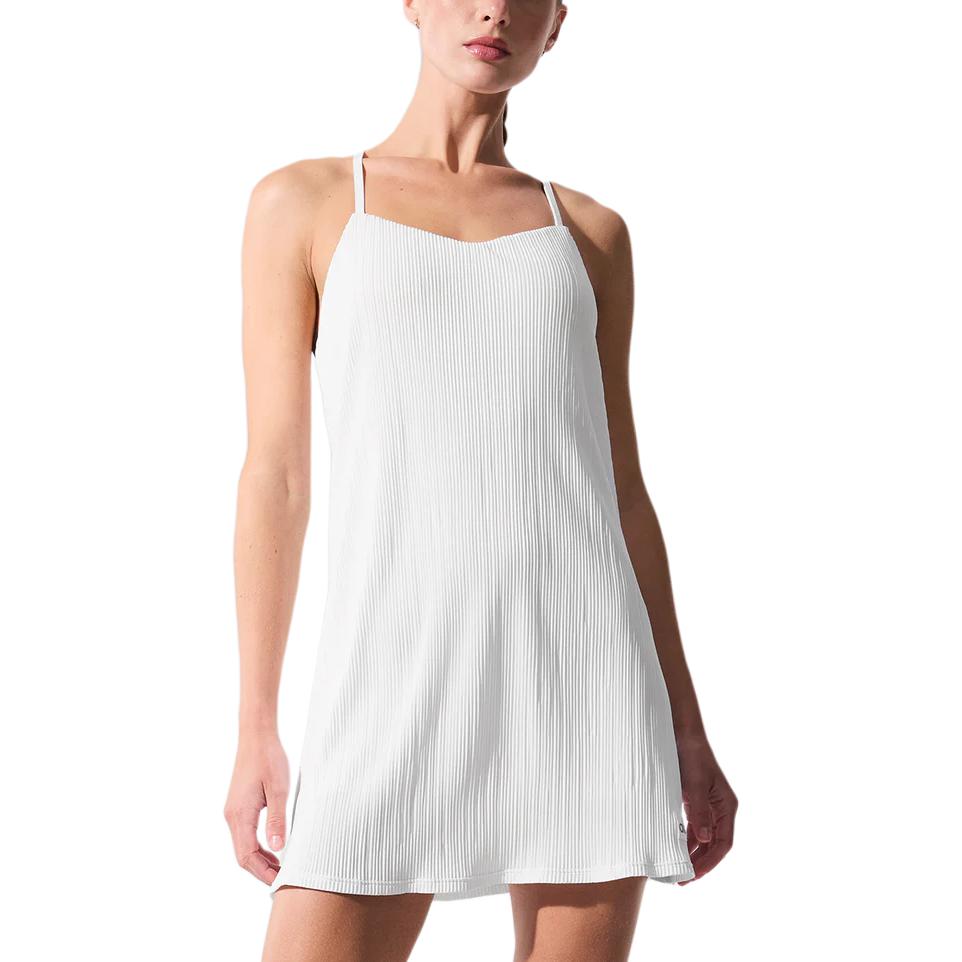 Alo Yoga Micro Plisse Game On Slip Dress Women's